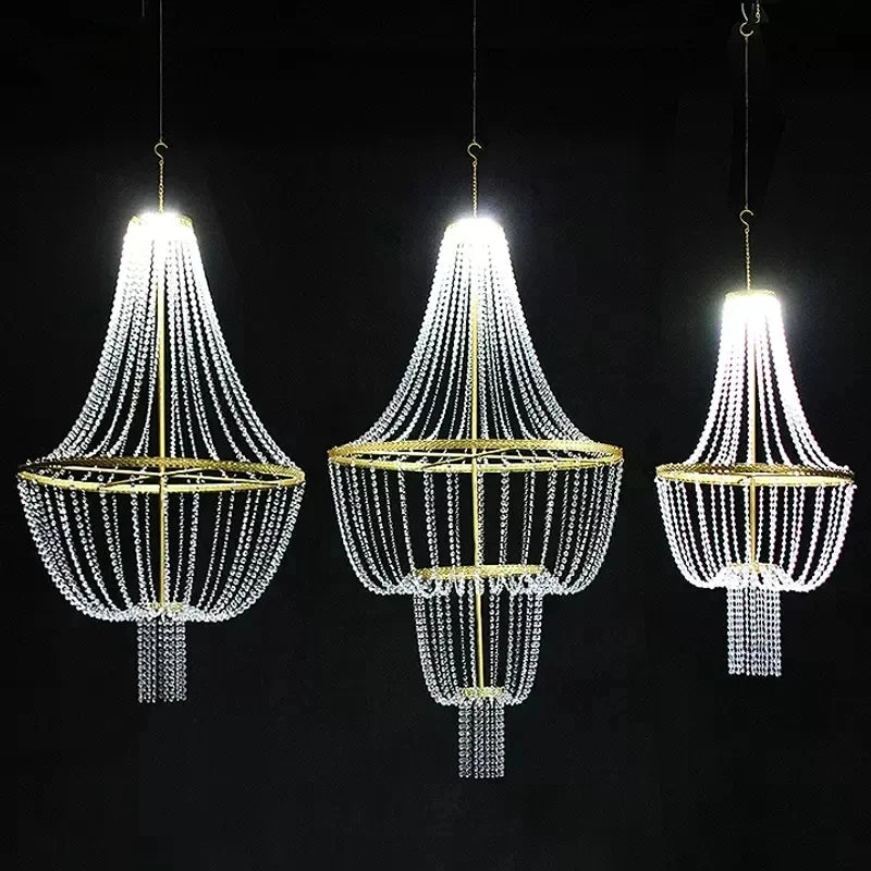pendentif cristal or décoration maison mariage banquet festif élégant suspension métal doré