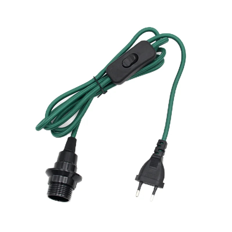 câble d'éclairage tissé moderne doré vert bleu marron rouge interrupteur prise électrique