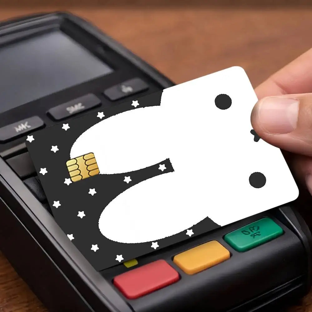 autocollants protection cartes credit transport commun dessin animal mignon points etoiles blanc noir adhésifs