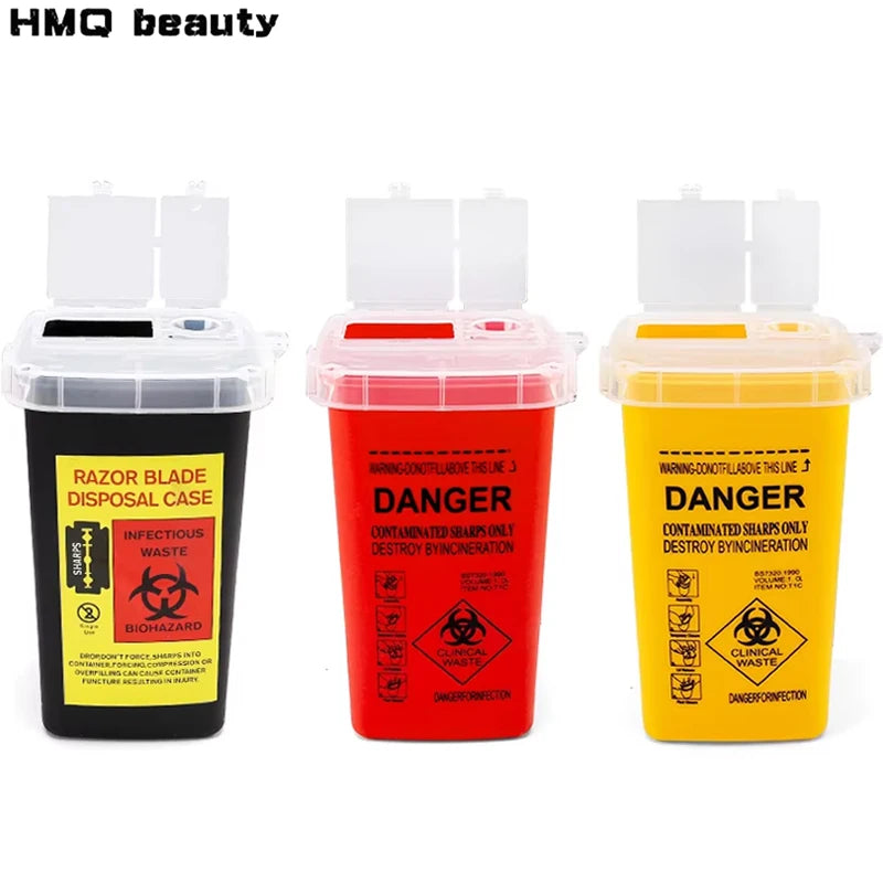 boîte recyclage couteaux rasoir biohazard noir rouge jaune danger securite 1l