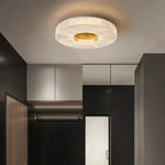 plafonnier moderne acrylique blanc doré concentrique 40cm led fixe chambre salon