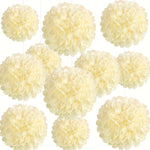 pompons tissu blanc crème plissés décoration festive suspension 20cm 25cm pack 10