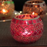 bougeoir multicolore mosaïque artisanal verre opac transparent décoration maison petite bougie chauffe plat support