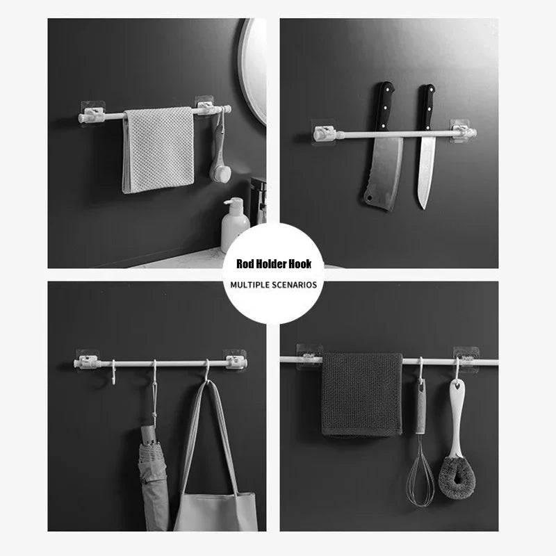 support mural adhésif transparent blanc clips couteaux serviettes ustensiles cuisine sacs main modernes pratiques