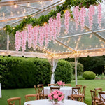 guirlande fleurs artificielles rose clair blanc petites fleurs feuilles vertes décorative romantique intérieur mariage
