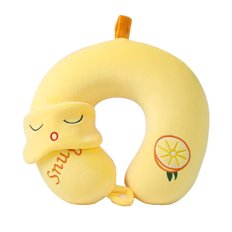 coussin voyage forme mousse mémoire forme animaux ours dinosaure poisson licorne boutons masque yeux