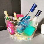 cuve glace transparente opacité légère moderne cuve bouteilles champagne glaçons rechargeable led blanc lumière
