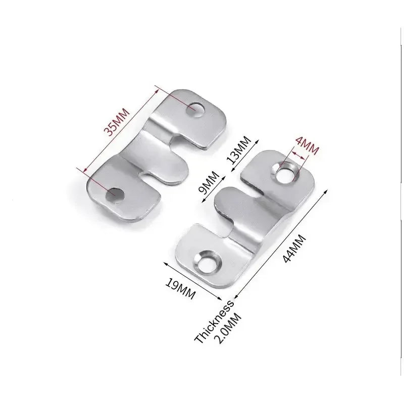 plaque fixation acier inoxydable couleur argenté industriel lisses brillants utilisation multipleintérieur décorationobjet suspendu2 pièces