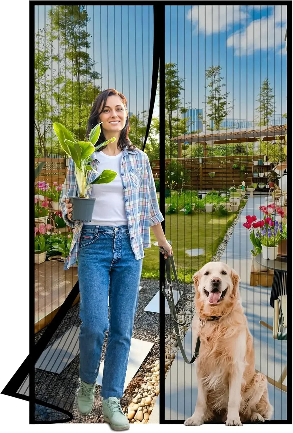 moustiquaire porte transparente maille fine magnets adhésifs motifs floraux couleurs multiples protection insectes familial