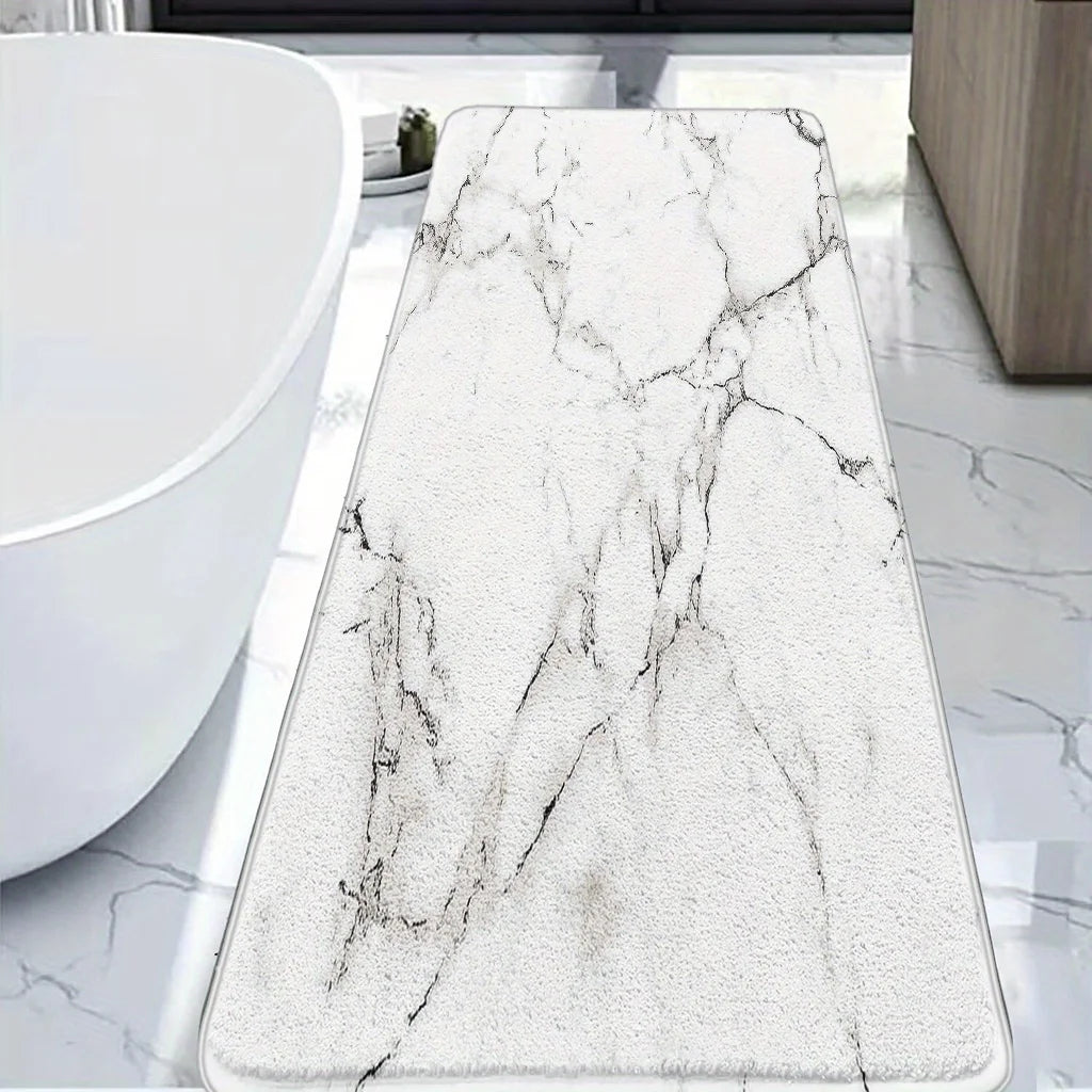 tapis bain antidérapant marbre moderne blanc gris absorption rapide lavable machine salon entrée