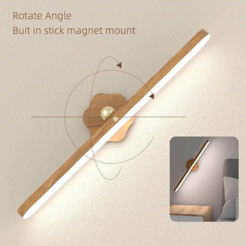 veilleuse led rectangle bois naturel finition mate aimantée interrupteur tactile lumière douce chambre moderne