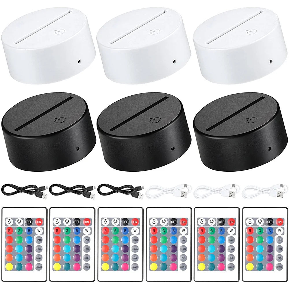 lampe table led 3d moderne télécommande infrarouge batteries aa câble usb noir blanc