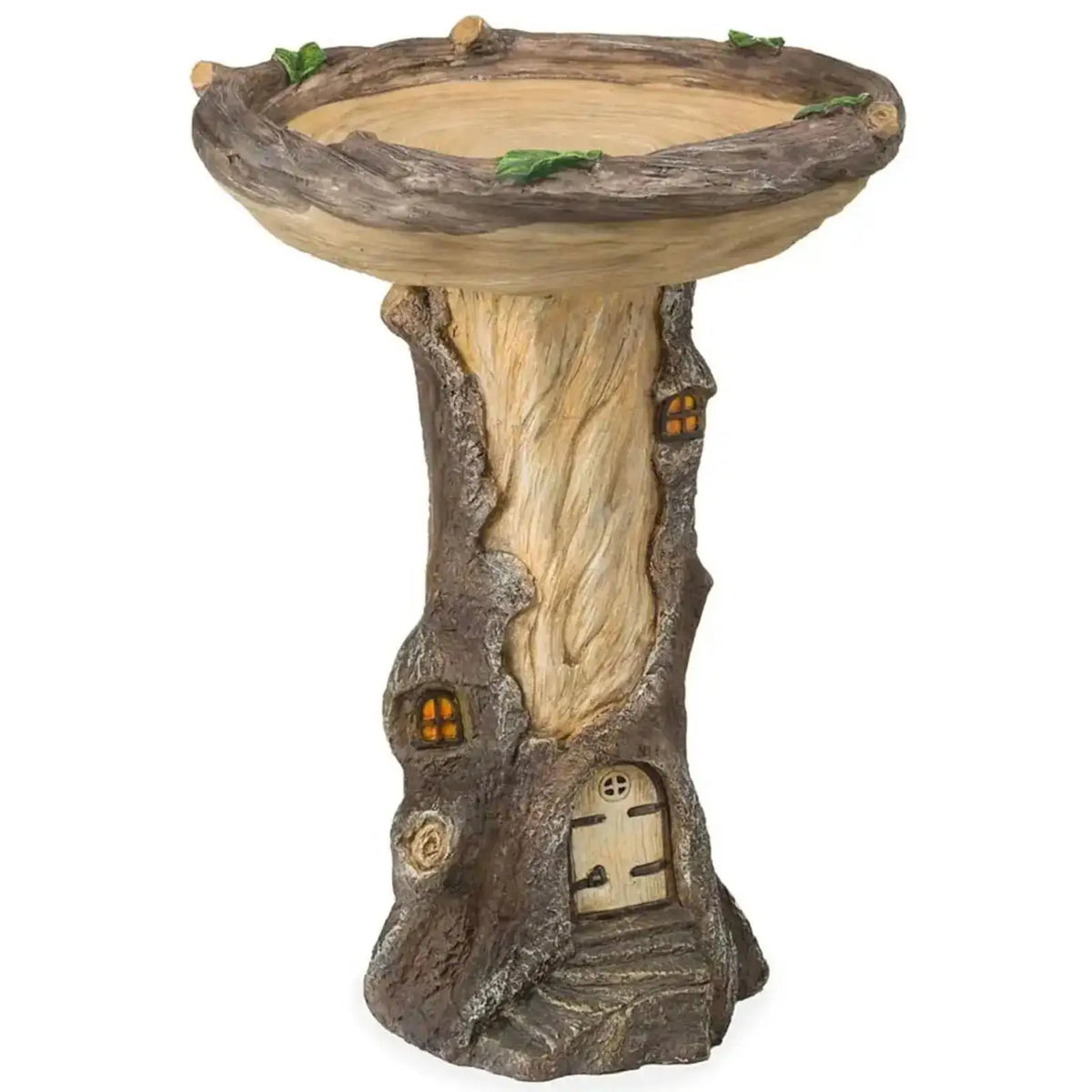 fontaine oiseaux résine texture bois brun gris naturelle animaux deco jardinextérieur
