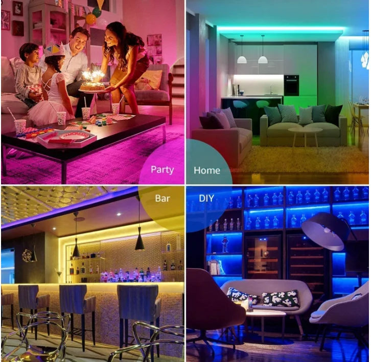 ruban led rgb flexible usb telecommande éclairage d'ambiance salon moderne adhésif noir