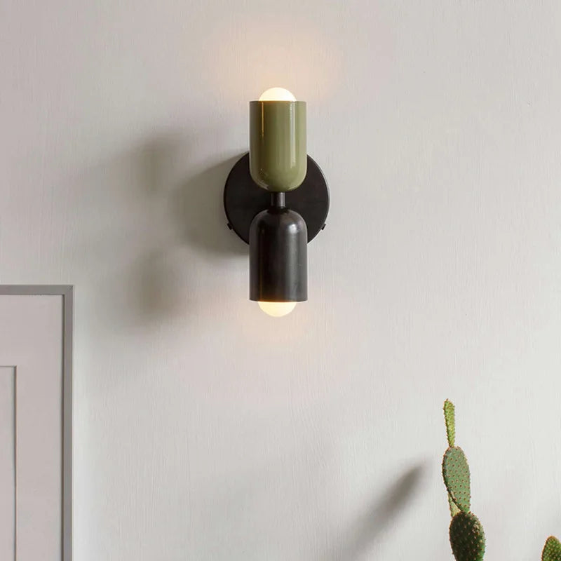 applique murale moderne led rouge foncé vert olive chambre entrée géométrique interrupteur bouton mural