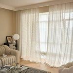 rideau blanc transparent moderne points colorés polyester 100x140cm
