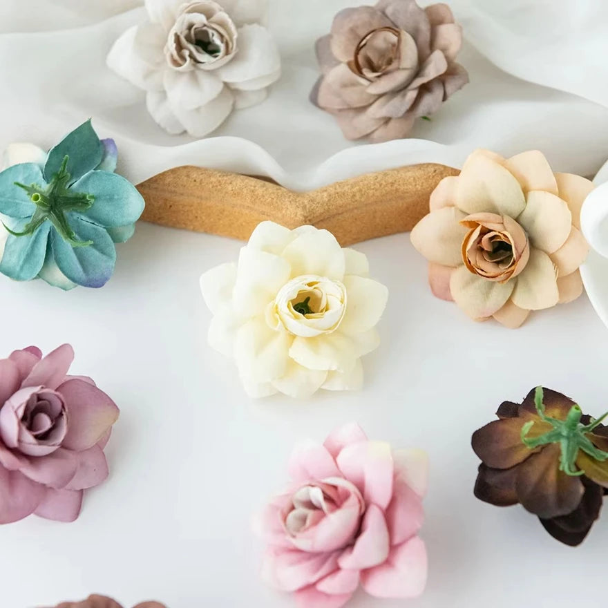 bouquet fleurs artificielles narcisse soie rose blanc beige décoration mariage vintage romantique jardin maison