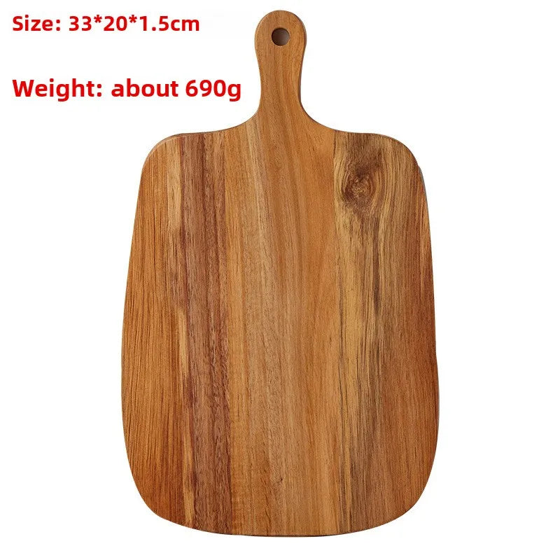 planche découper bois marron grain naturel moderne rustique poignée anneau double face respectueuse environnement
