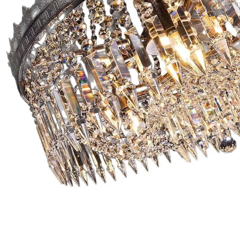 chandelier cristal transparent flèches luxe classique suspension doré argenté