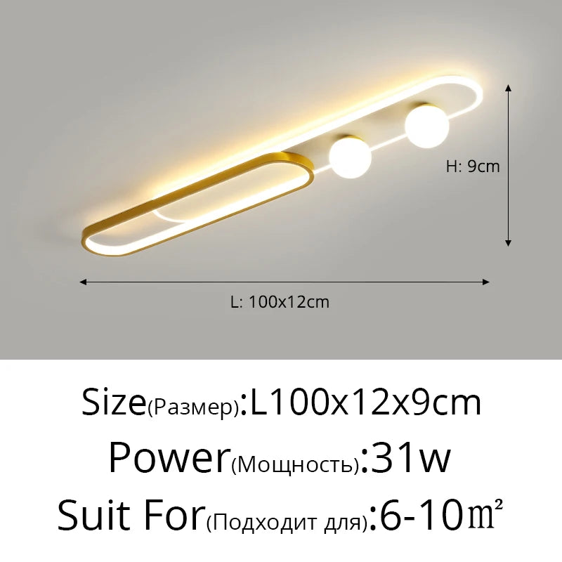 lampe couloir moderne blanc noir doré sans télécommande opacité contemporaine aluminium monté surface