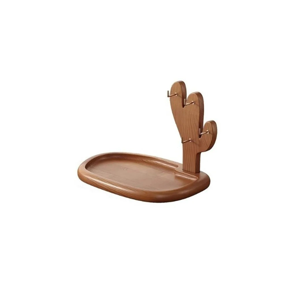 support rangement multifonctionnel bois naturel moderne porte bijoux cosmétiques marron clair sans fixation visible