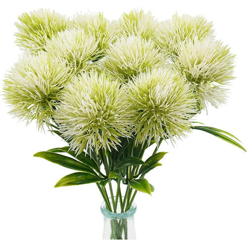 bouquet fleurs artificielles boules pissenlit vertes feuilles décor maison vase moderne mariage fête intérieur