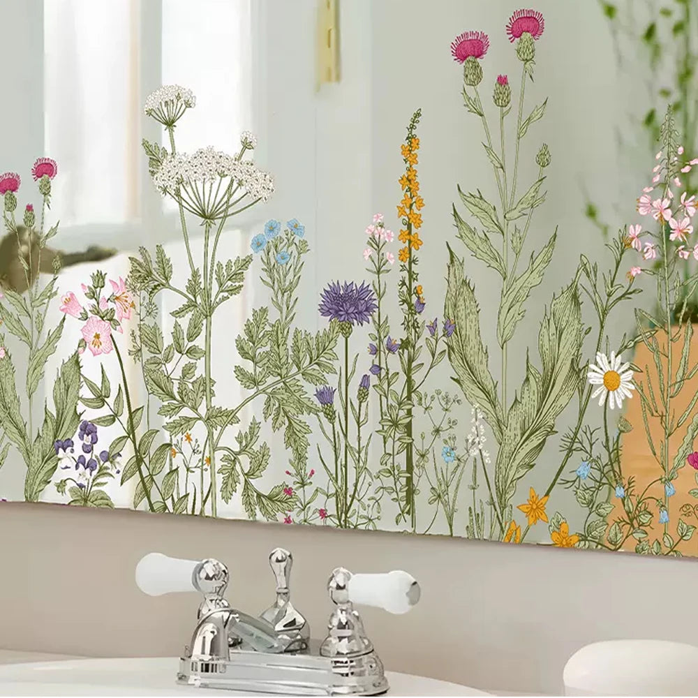 autocollants muraux fleurs sauvages décoration cuisine salon durable adhésifs plantes multifonctionnels carreaux muraux meubles