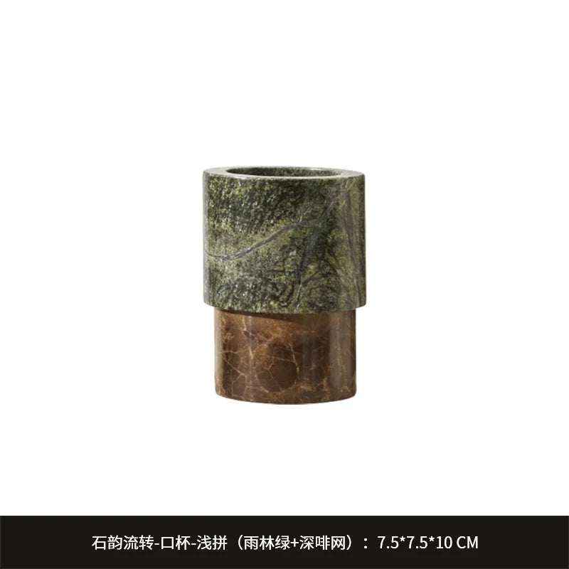 ensemble salle bain marbre moderne bouteille savon porte savon plateau vert marron noir blanc