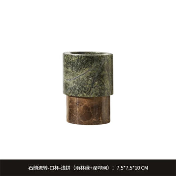 ensemble salle bain marbre moderne bouteille savon porte savon plateau vert marron noir blanc