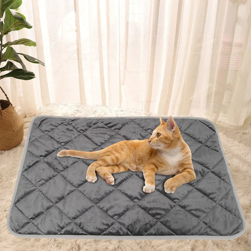 tapis autochauffant animaux lavable antidérapant soft quilté moderne gris bleu marron