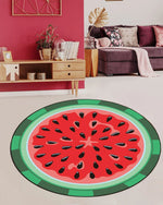 tapis rond moderne pastèque géométrique polyester lavable rouge vert blanc chambre maison salonextérieurhôtel