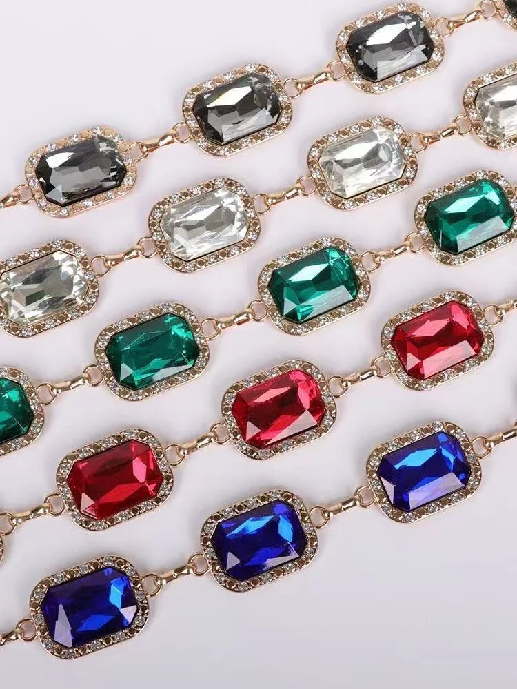 bracelet métal strass rouge vert marron noir bleu clair classique élégantSizeMode boucle