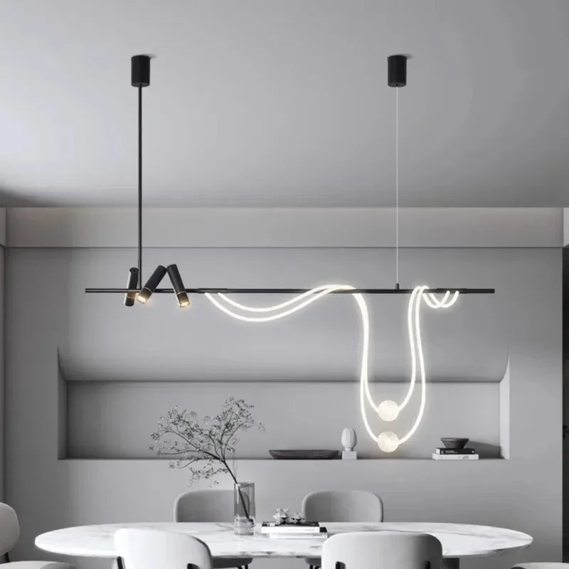 lampe suspendue moderne blanc noir sphère transparente led câble ondulé minimaliste fournie