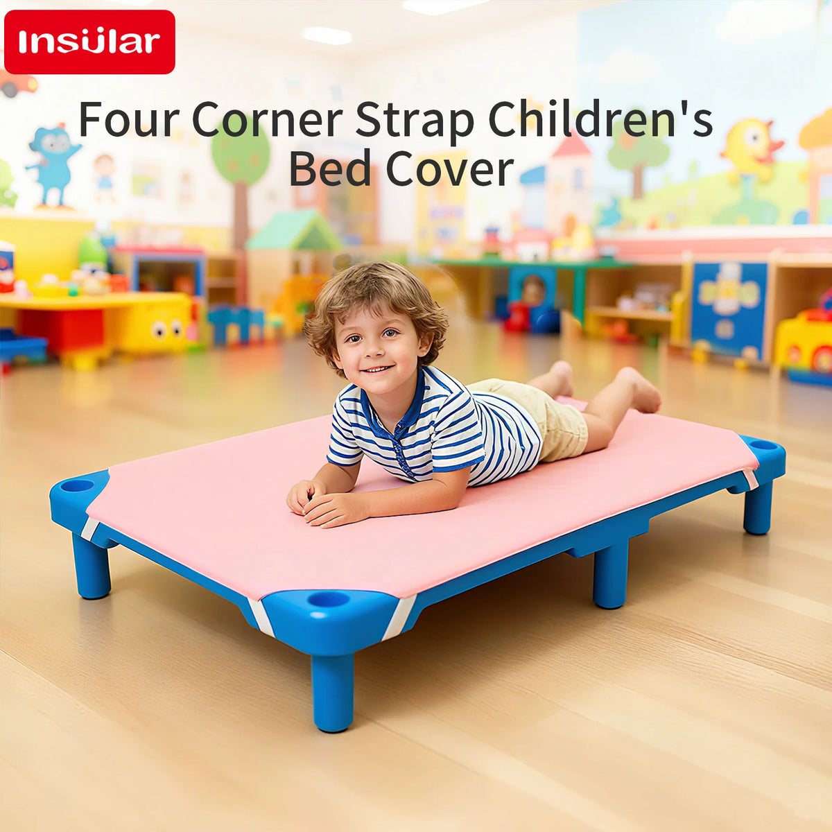 lit d'enfant couverture coton velours rose bleu moderne élastiques quatre saisons