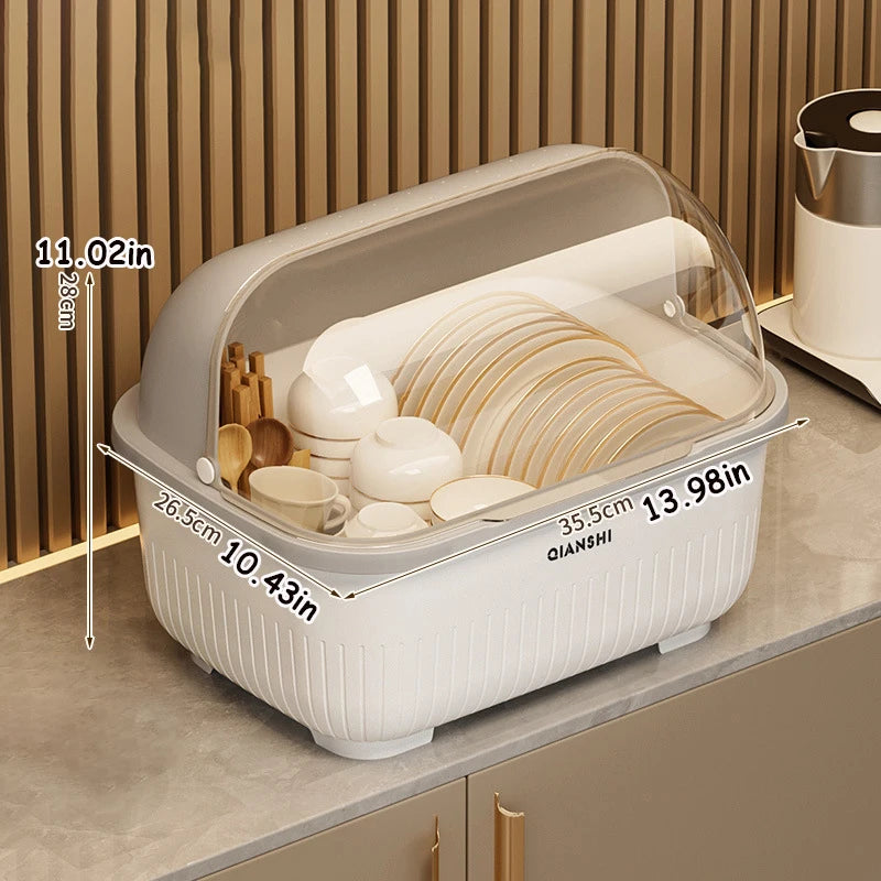 organisateur vaisselle blanc beige violet moderne drainage assiettes bols cuillères tasses rangement hermétique multifonctionnel