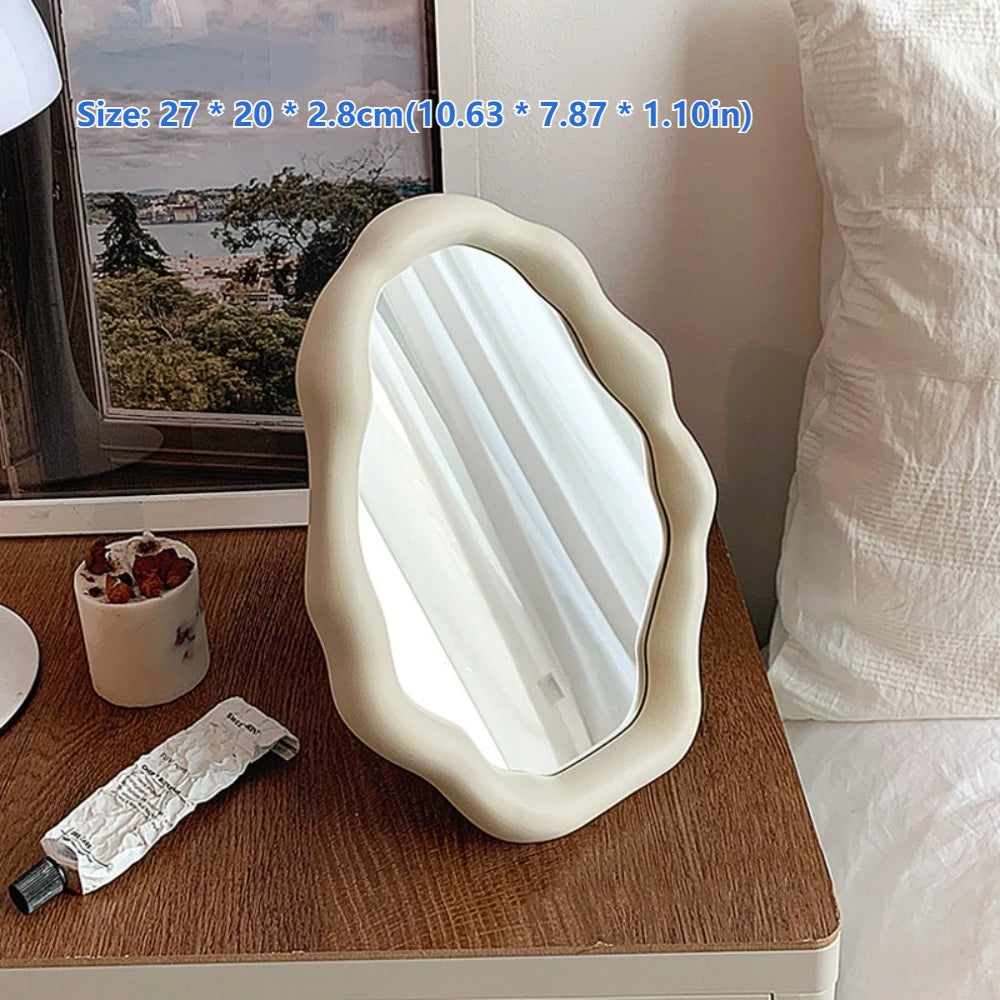 miroir decoratif forme ondulée couleur rose poudré moderne minimaliste dressing chambre