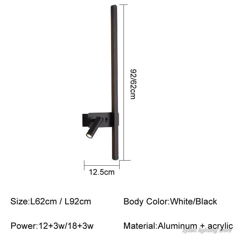 lampe murale moderne appliques led noir blanc minimaliste fixée mur chambre salon entrée