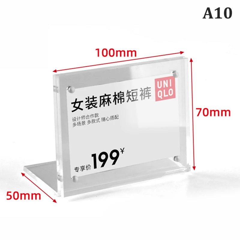 support présentation moderne transparent cartes étiquettes prix 100x150mm 120x80mm