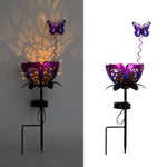lampe solaire décorative fleurs stylisées orange doré moderne cristaux led autoinstallation patio