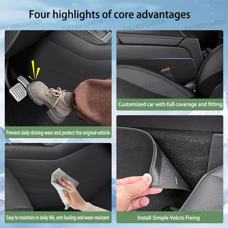 protection console centrale tesla model suédée noire antirayures velcro intégrale