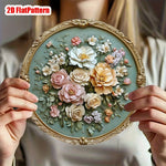 décoration murale ronde motif floral vintage roses feuilles vert menthe blanc