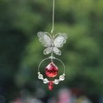 décoration fenêtre pendentif papillon métal cristal vintage anneau circulaire goutte ornement chambre jardin