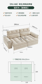 canapé moderne tissus composites beige motif palmiers fixations coussins dimension 280cm
