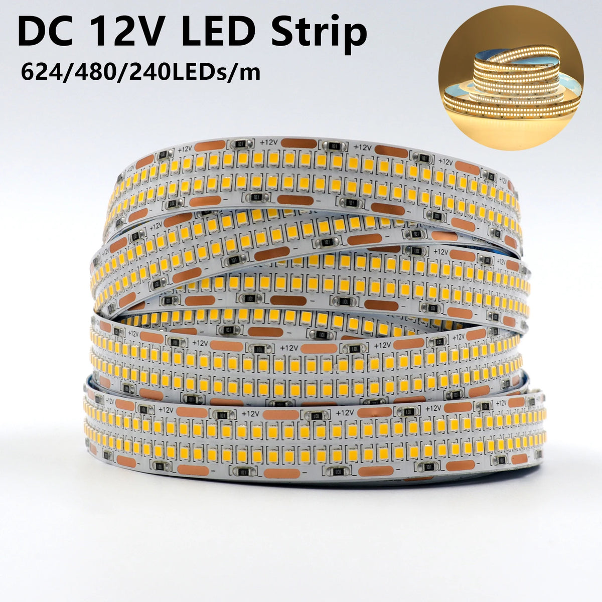 ruban led adhésif 12v blanc chaud naturel moderne ip67 waterproof 624leds/m
