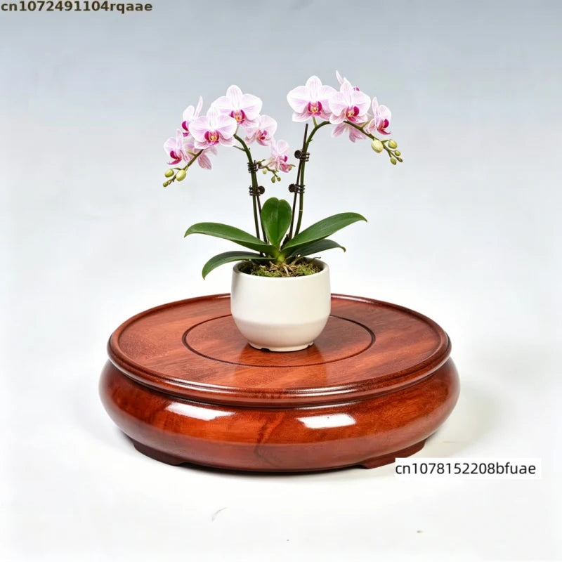 socle rond bois massif plante bonsaï décoration classique traditionnel artisanal