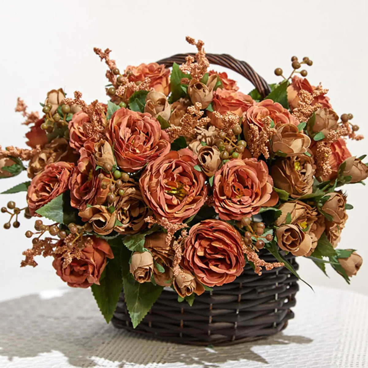 bouquet fleurs artificielles soie roses pivoines decoration mariage anniversaire intérieur blanc rouge violet orange