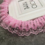 ruban dentelle fine rose clair rouge bleu clair vintage romantique fronces polyester 4.5cm