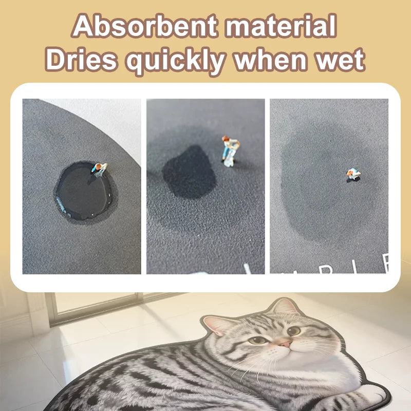 tapis chat imprimé 2d moderne gris noir blanc antidérapant polyester intérieur salon chambre cuisine