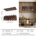 suspension lumineuse bois moderne ligne verticale marron clair finition brillante led scandinave