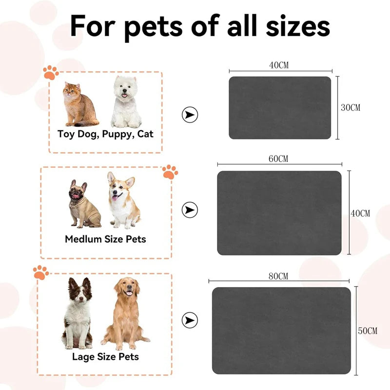 tapis imperméable rapide séchage moderne deux bols animaux compagnie chien endormi noir respectueux environnement